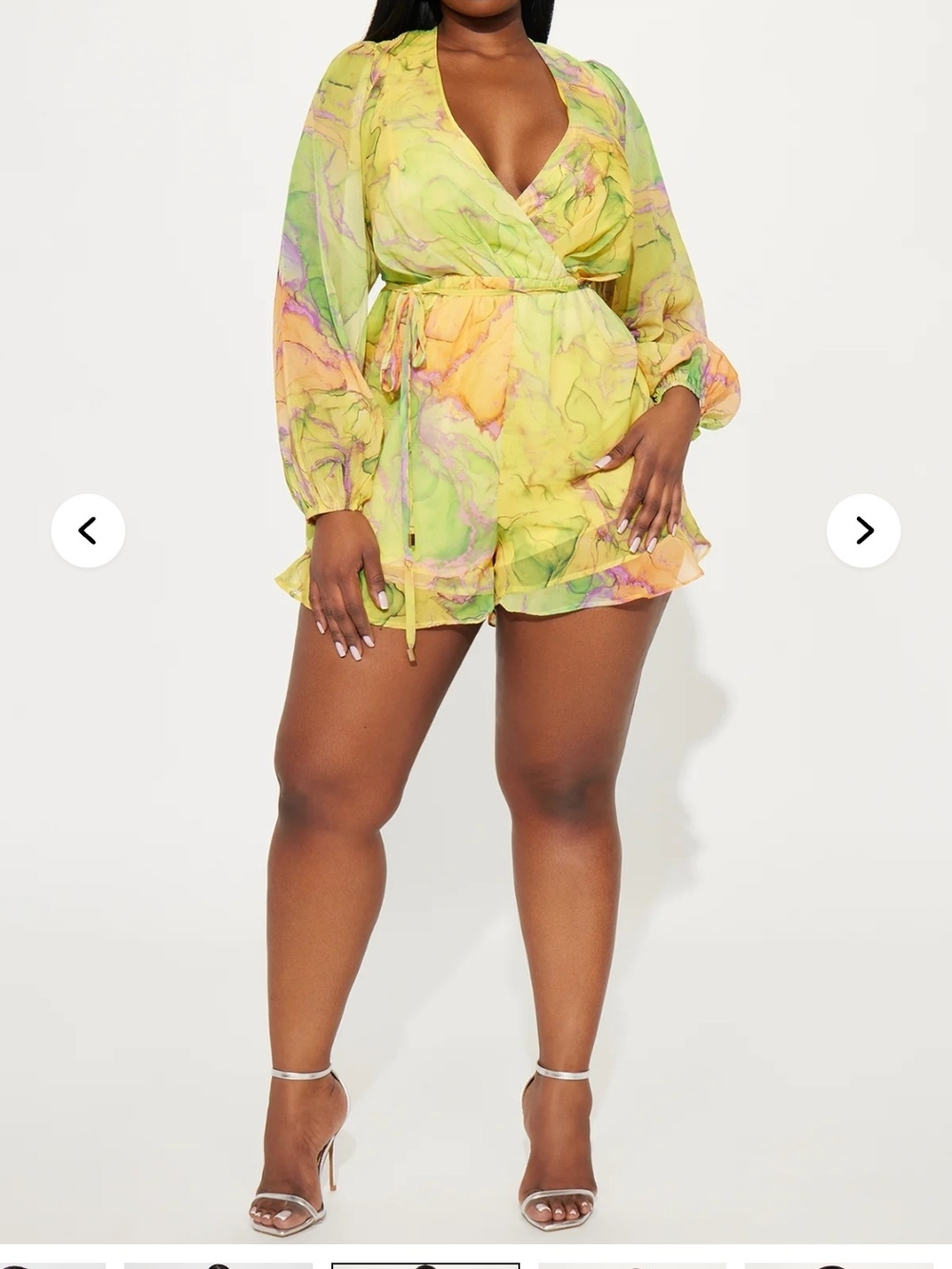 Nwt Large Fashion Nova Yellow Multi Marble Print Romper - Picture 5 of 17